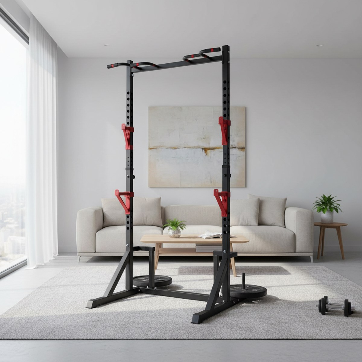 رف قوة قابل للتعديل مع قضيب سح - مراجعة Home Gym Pull Up وسعره
