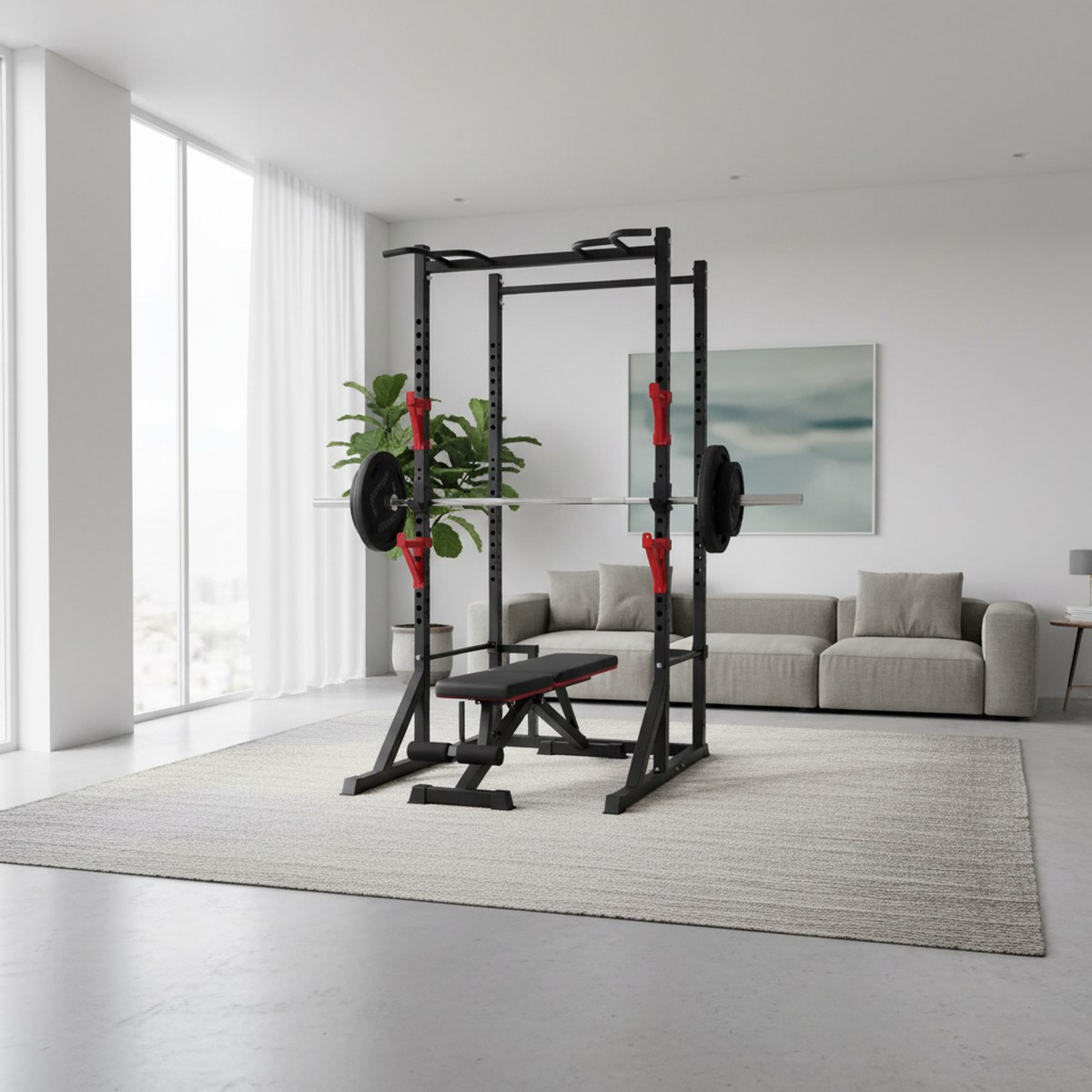 رف قوة قابل للتعديل مع قضيب سح - مراجعة Home Gym Pull Up وسعره
