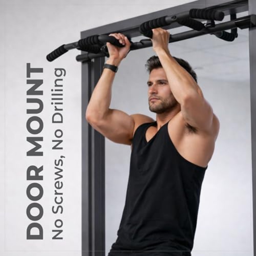 مجموعة قضبان سحب للباب مع أحزم - مراجعة Home Gym Pull Up وسعره